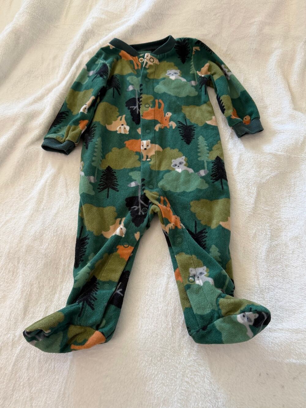 Carter’s 6M Fleece Sleeper Bundle — Woodland + Santa — Cozy Footed Pajamas